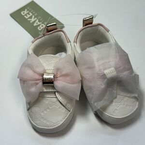 Baker By Ted Baker Bow Slip On Baby Bootie Shoes Sz 6-12 Months New